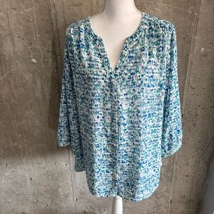 NYDJ Semi-sheer Pintuck Blouse - Plus Size 1X (14w-16w)